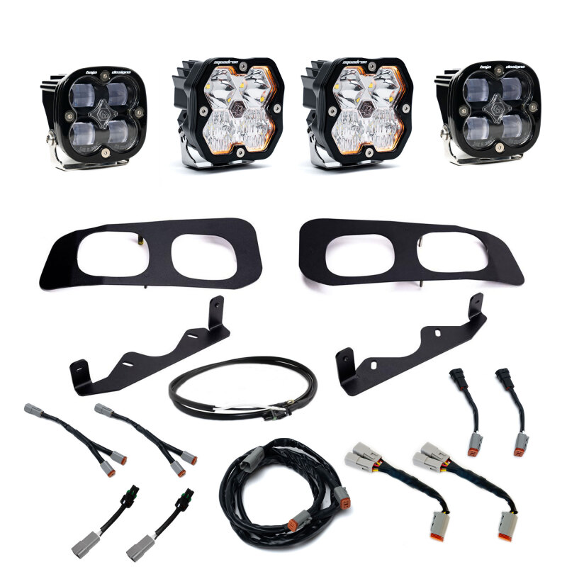 Ford SD Fog Light Pocket Kit - Baja Designs - Squadron Sport/SAE 2.0 Dual - Clear - `23-`25